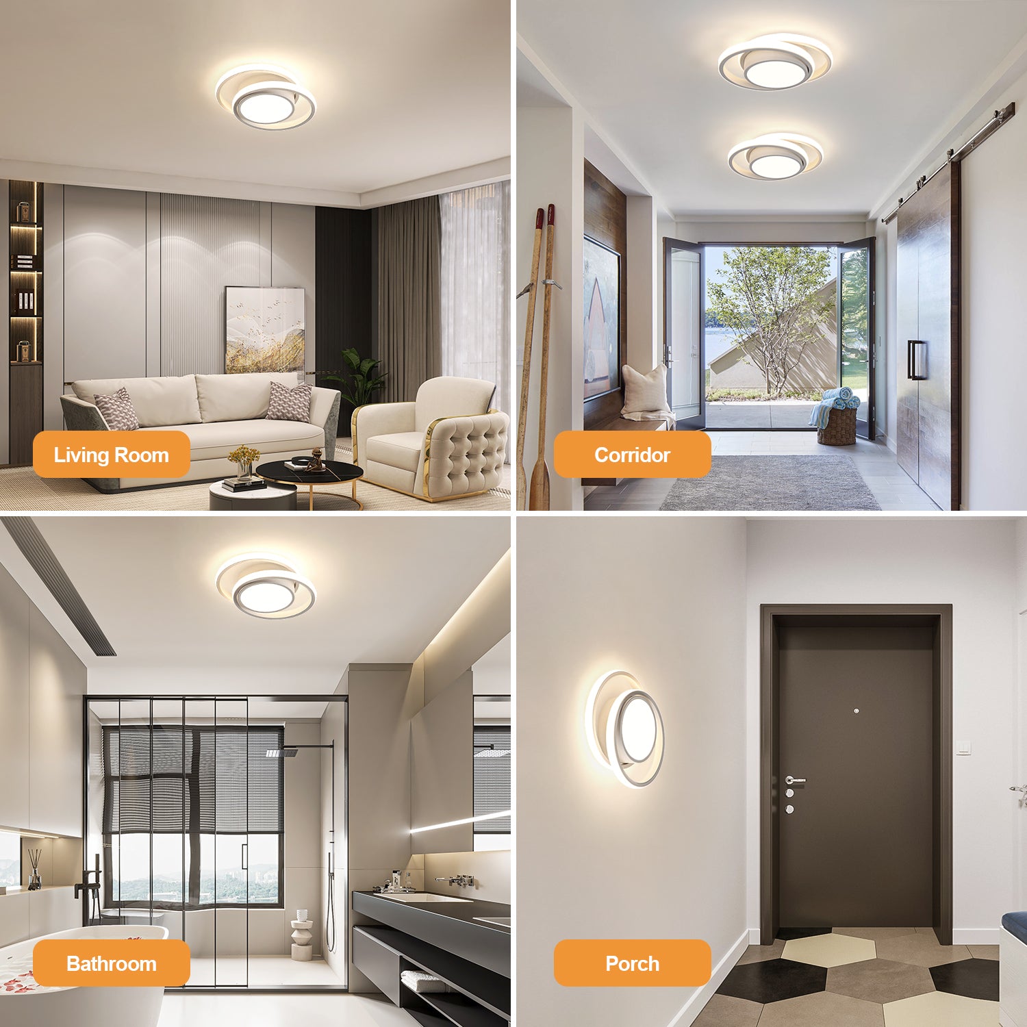 Ceiling Light - White Aluminium Frame, Natural Light