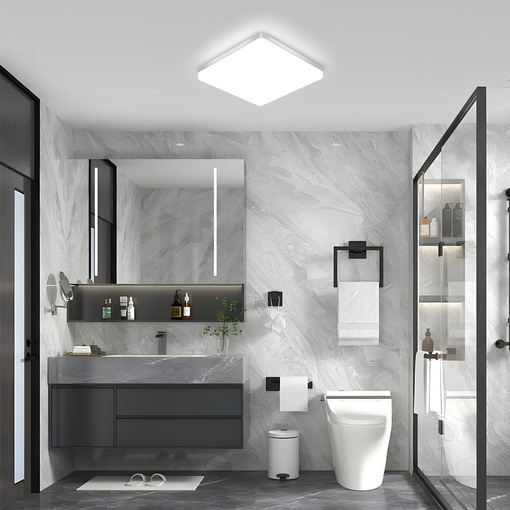 Comely LED Plafonnier 30x30 cm, 48W Blanc Froid 6500K, Plafonnier LED Plat Blanc, IP54 Étanche, Économie d'Énergie, Ultra-fin, pour Salle de Bain, Cuisine, Bureau, Couloir, Salon