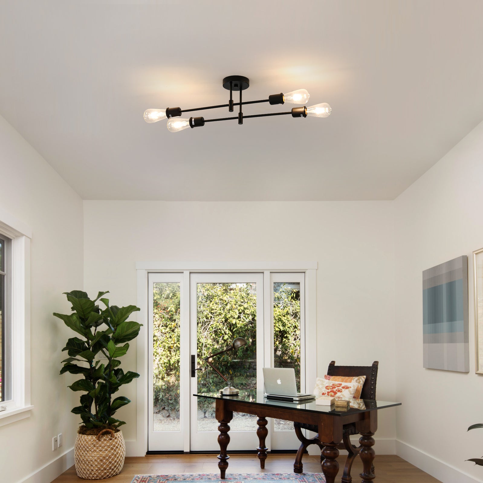 Ceiling Light - Black Metal Frame