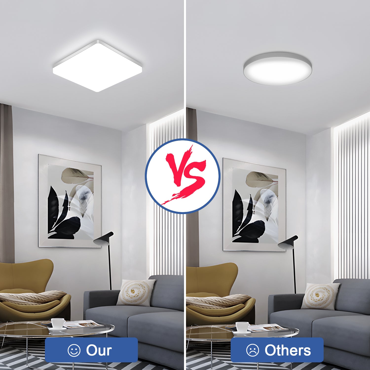Comely LED Plafonnier 30x30 cm, 48W Blanc Froid 6500K, Plafonnier LED Plat Blanc, IP54 Étanche, Économie d'Énergie, Ultra-fin, pour Salle de Bain, Cuisine, Bureau, Couloir, Salon