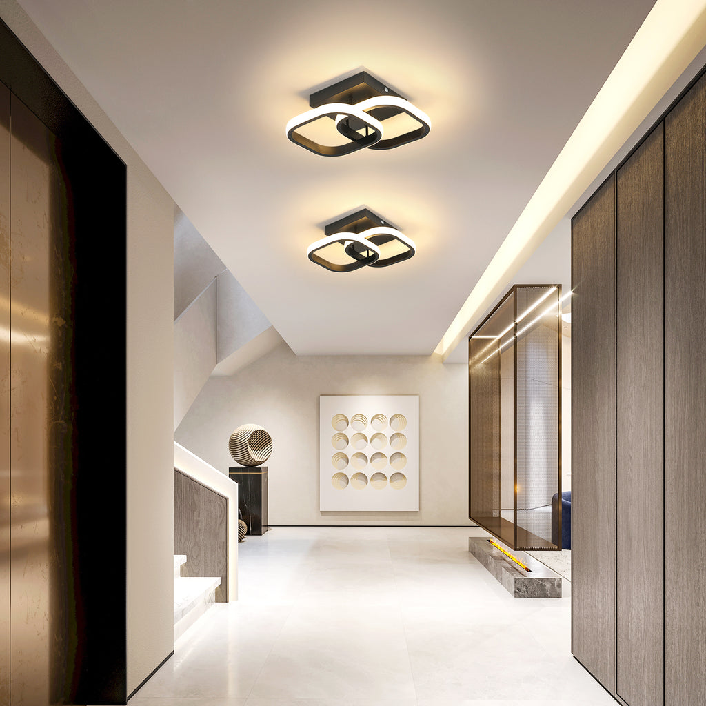 Ceiling Light - Black Aluminium Frame, Warm Light