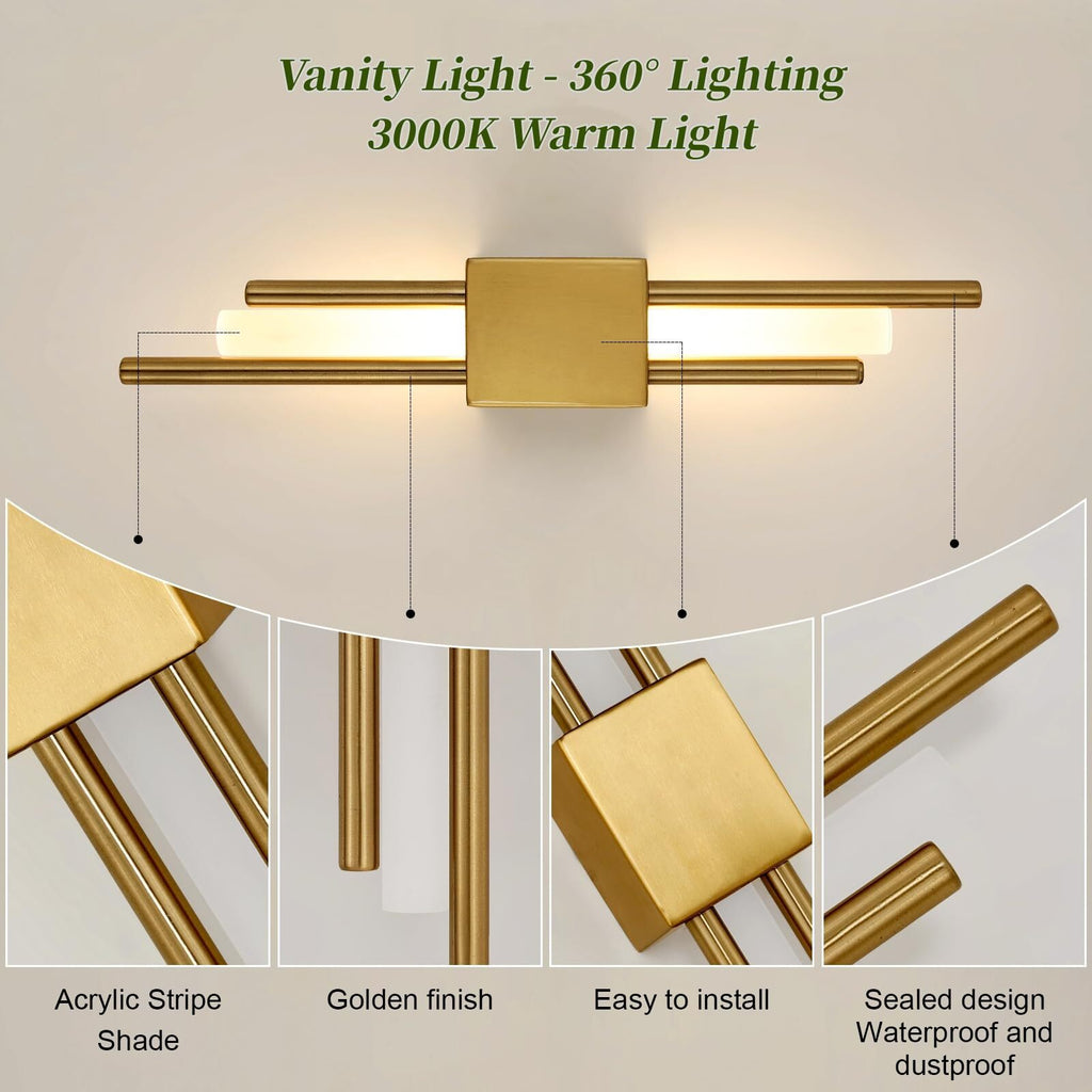 Wandleuchte – goldener Metallrahmen, warmes Licht