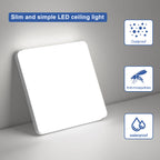 Ceiling Light - White Plastic Frame, White Light