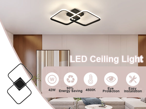 Ceiling Light - Black Aluminium Frame, Natural Light