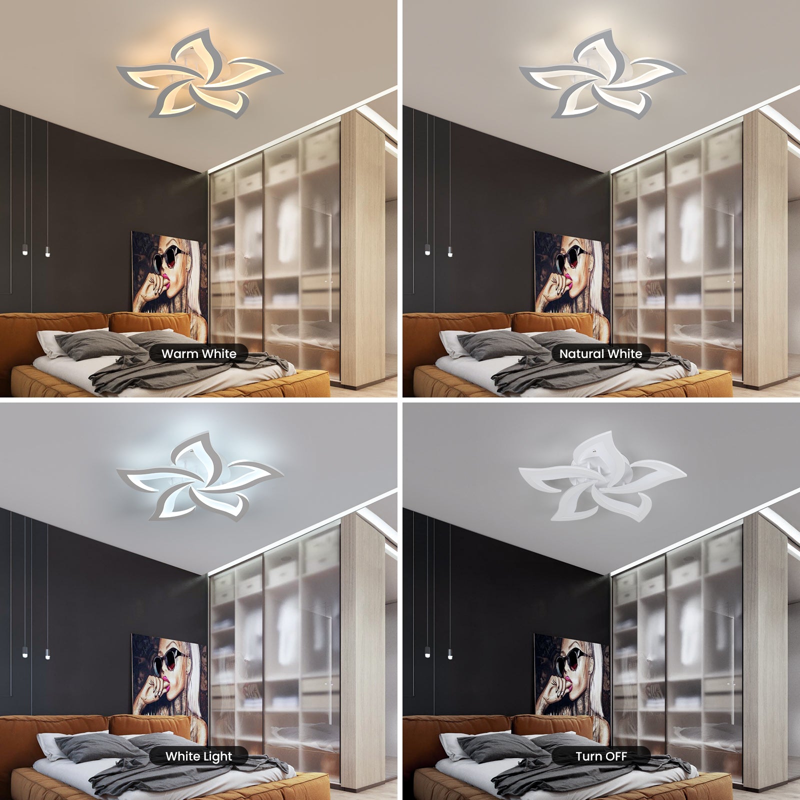 Ceiling Light - White Acrylic Frame, Tunable and Dimmable