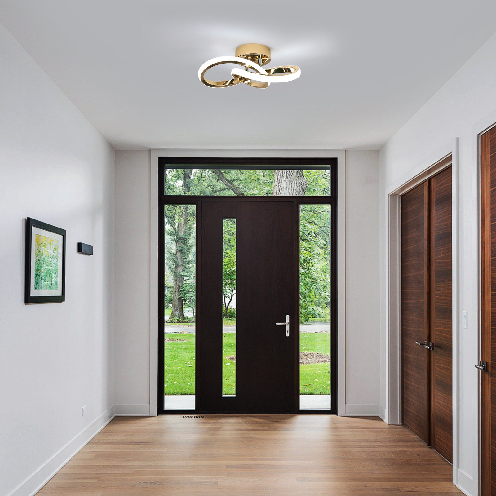 Ceiling Light - Gold Aluminium Frame, White Light