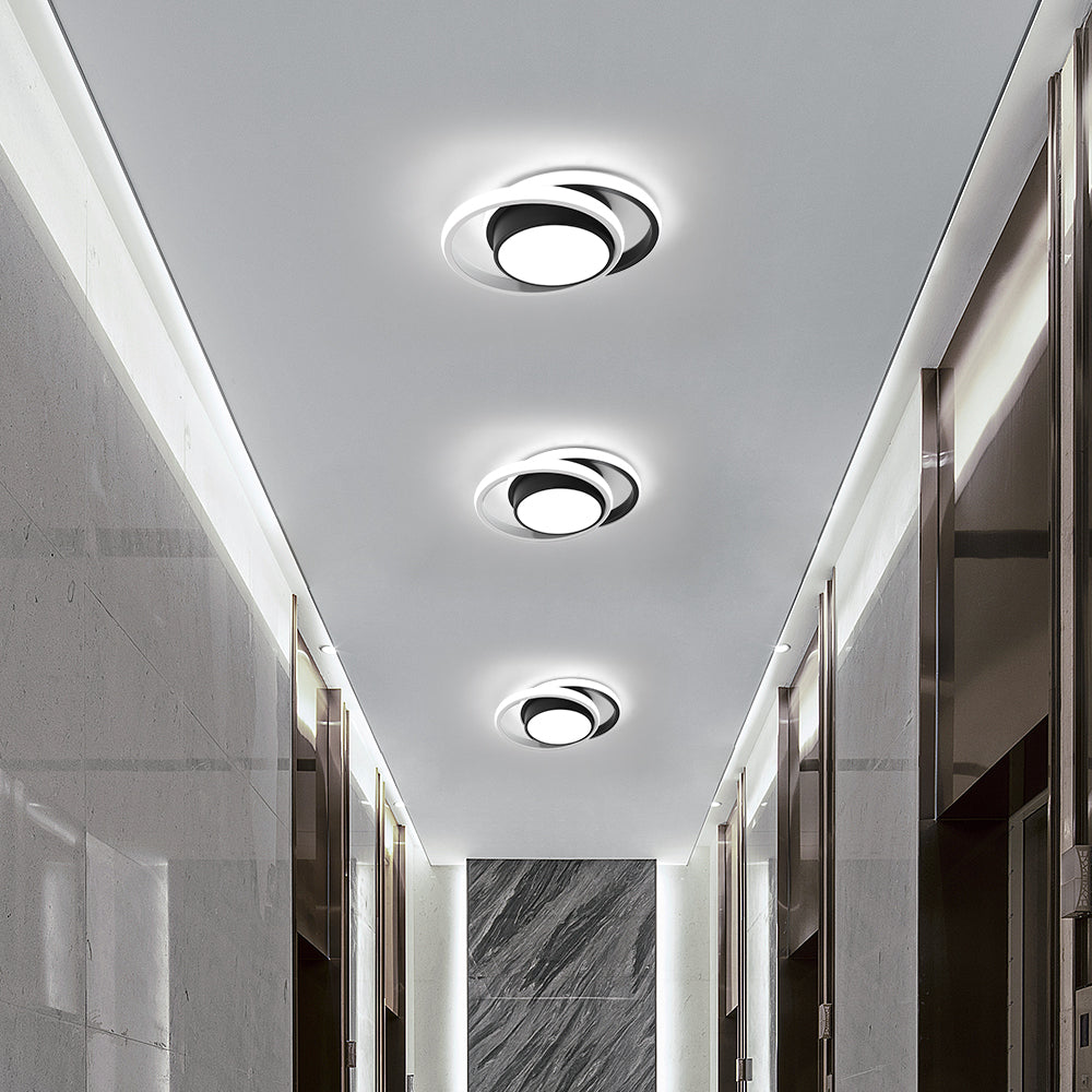 Ceiling Light - Black & White Aluminium Frame, White Light