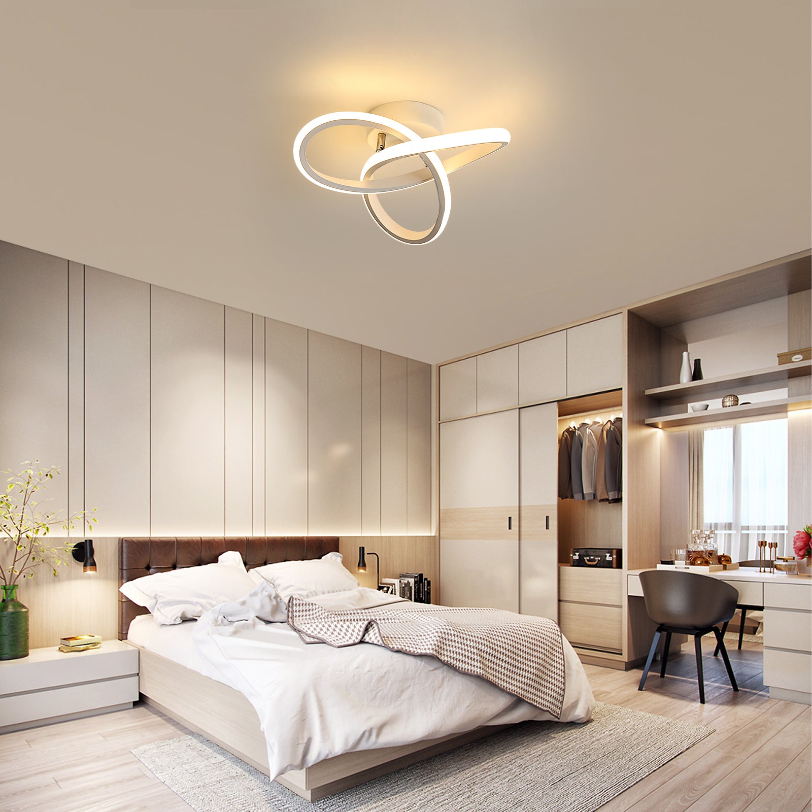 Ceiling Light - White Aluminium Frame, Warm Light