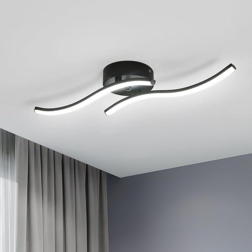Plafoniera - Telaio in Alluminio Nero, Luce Bianca
