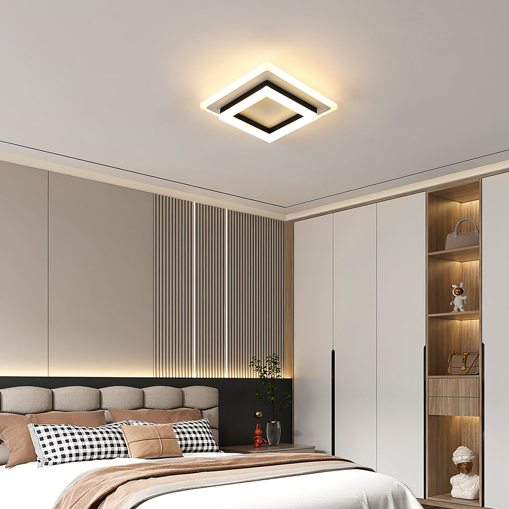 Ceiling Light - Black & White Acrylic Frame, Warm Light