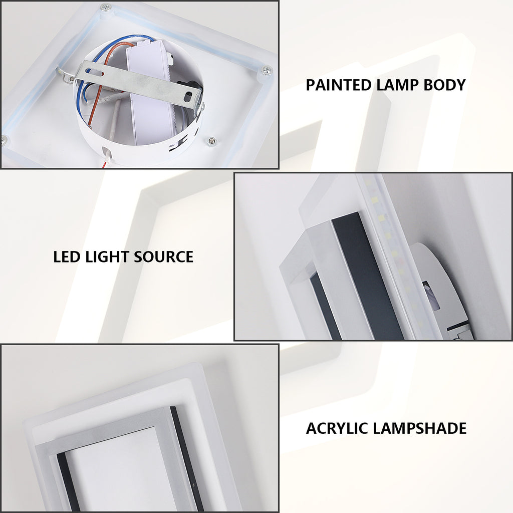 Ceiling Light - Black & White Acrylic Frame, Warm Light